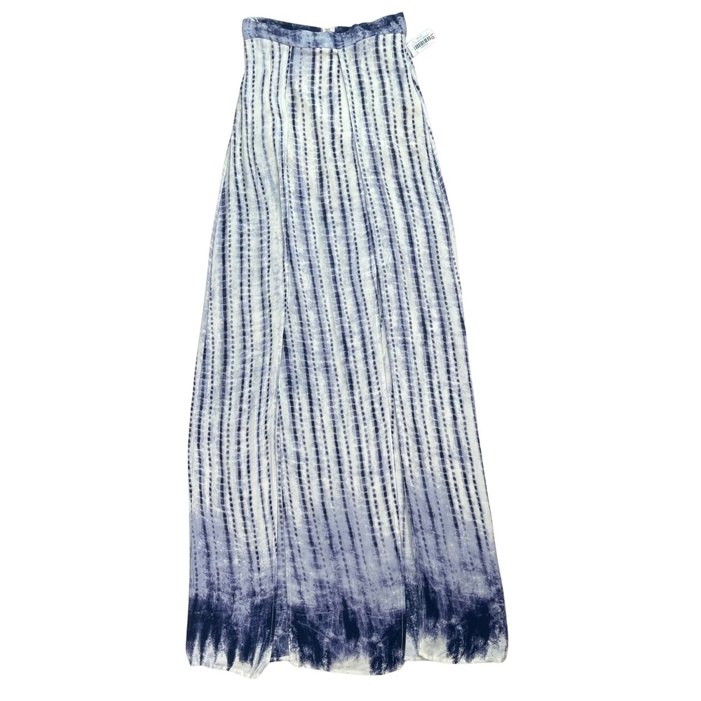 Womens Blue Tie Dye Maxi High‎ Double Slit Skirt Flowy M Boho Festival Coastal